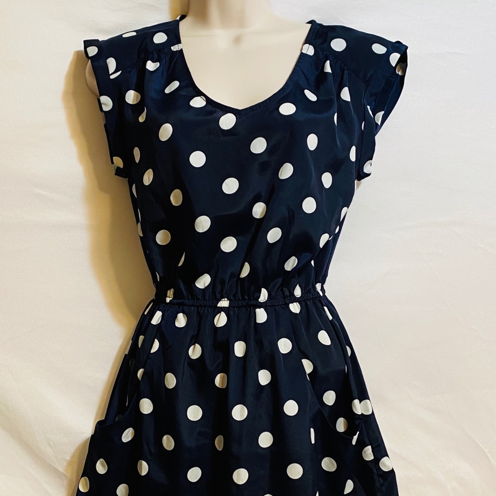 Gap Dress Size XS Navy White Polka Dots Sleeveless
